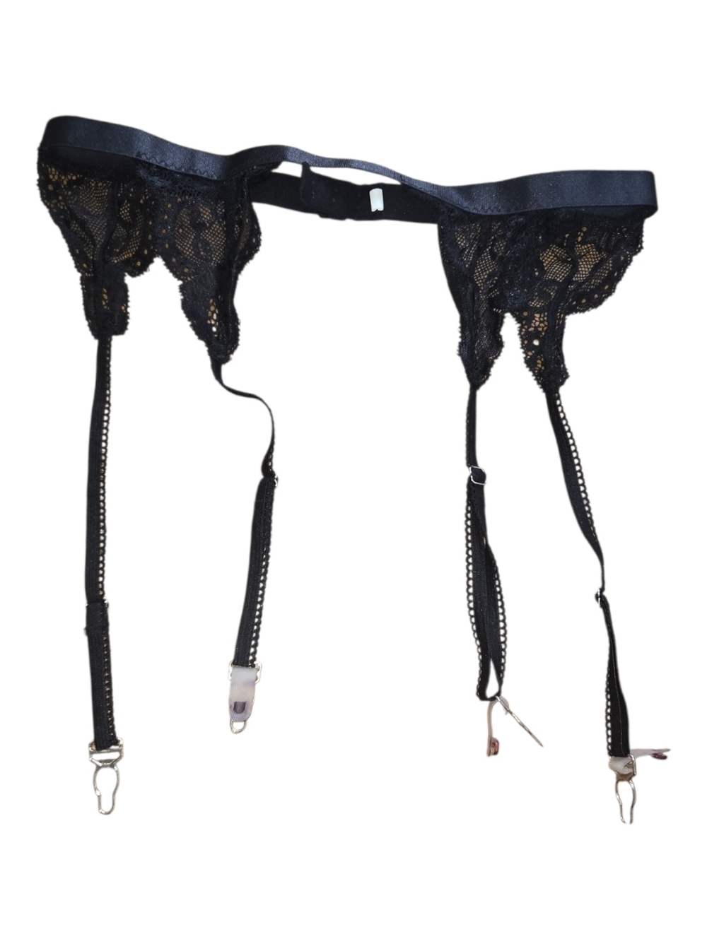 Black Lace Garter Belt with Adjustable Straps Size Small